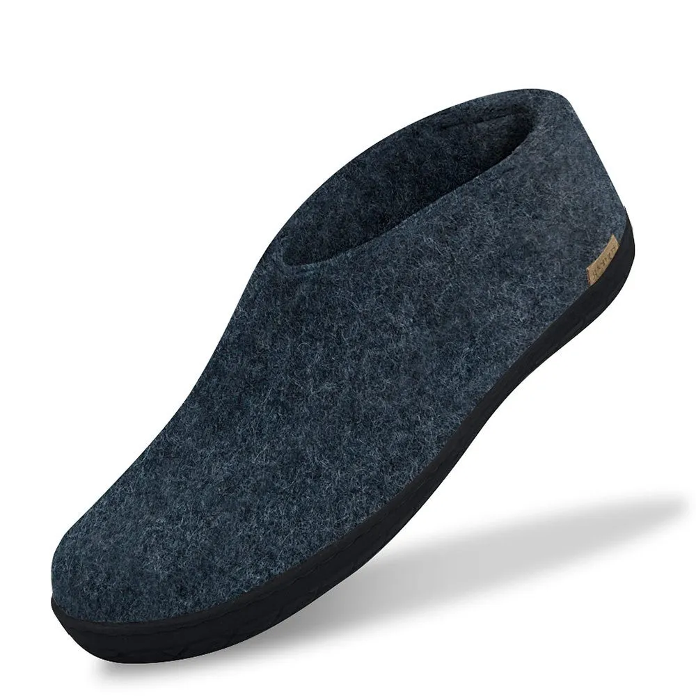 Felt Black Rubber Sole Shoe - Denim