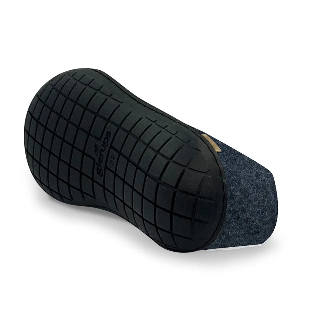 Felt Black Rubber Sole Shoe - Denim