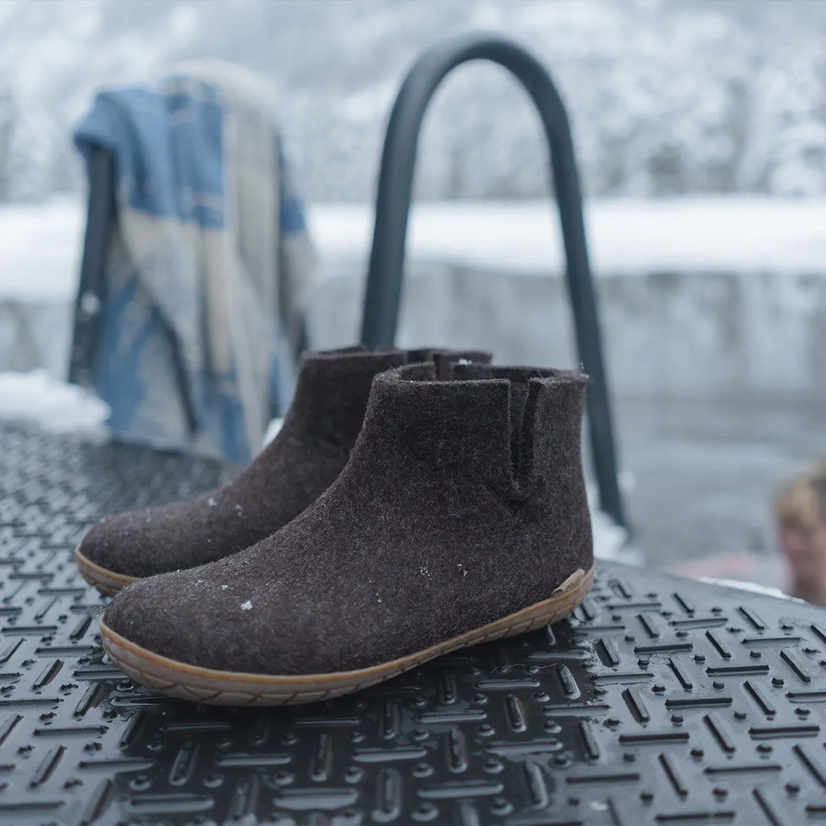 Felt Rubber Sole Boot - Brown