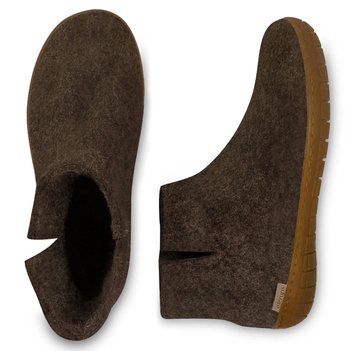 Felt Rubber Sole Boot - Brown