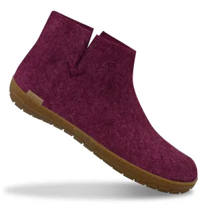 Felt Rubber Sole Boot - Cranberry