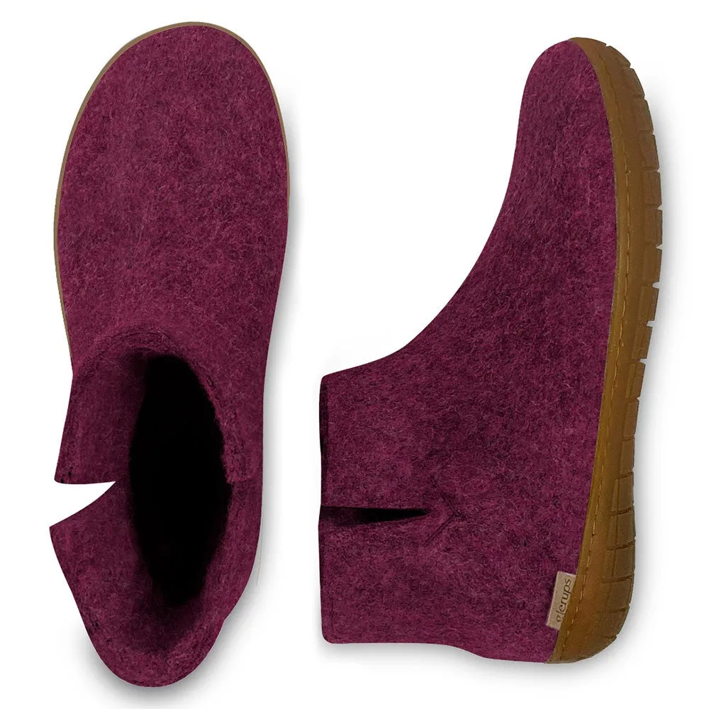 Felt Rubber Sole Boot - Cranberry