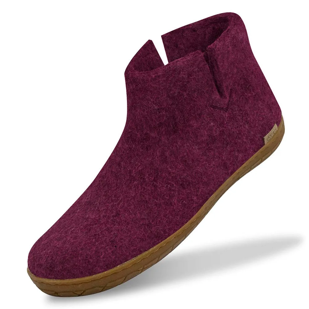 Felt Rubber Sole Boot - Cranberry