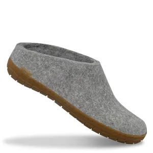 Felt Rubber Sole Mule - Grey