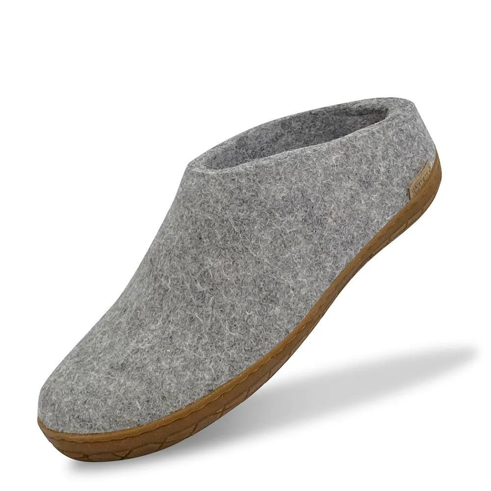 Felt Rubber Sole Mule - Grey