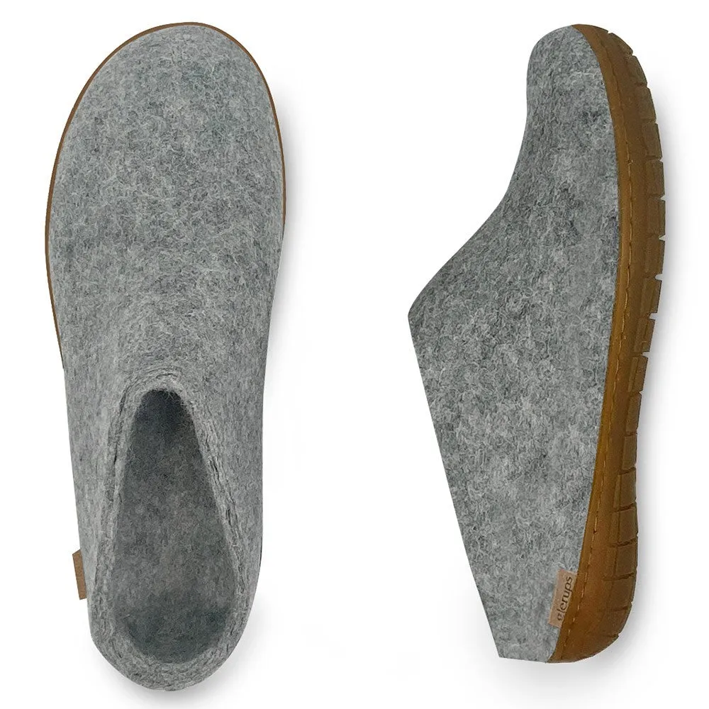 Felt Rubber Sole Mule - Grey