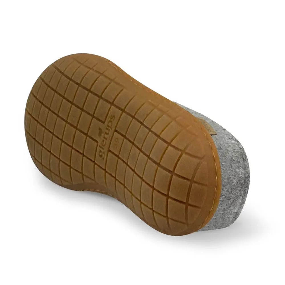 Felt Rubber Sole Mule - Grey