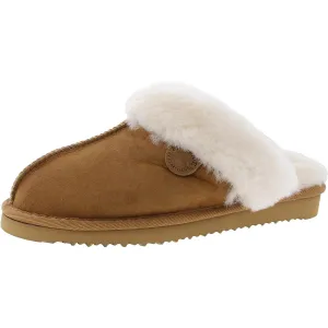 Fireside by Dearfoams Womens Textured Suede Moccasin Slippers