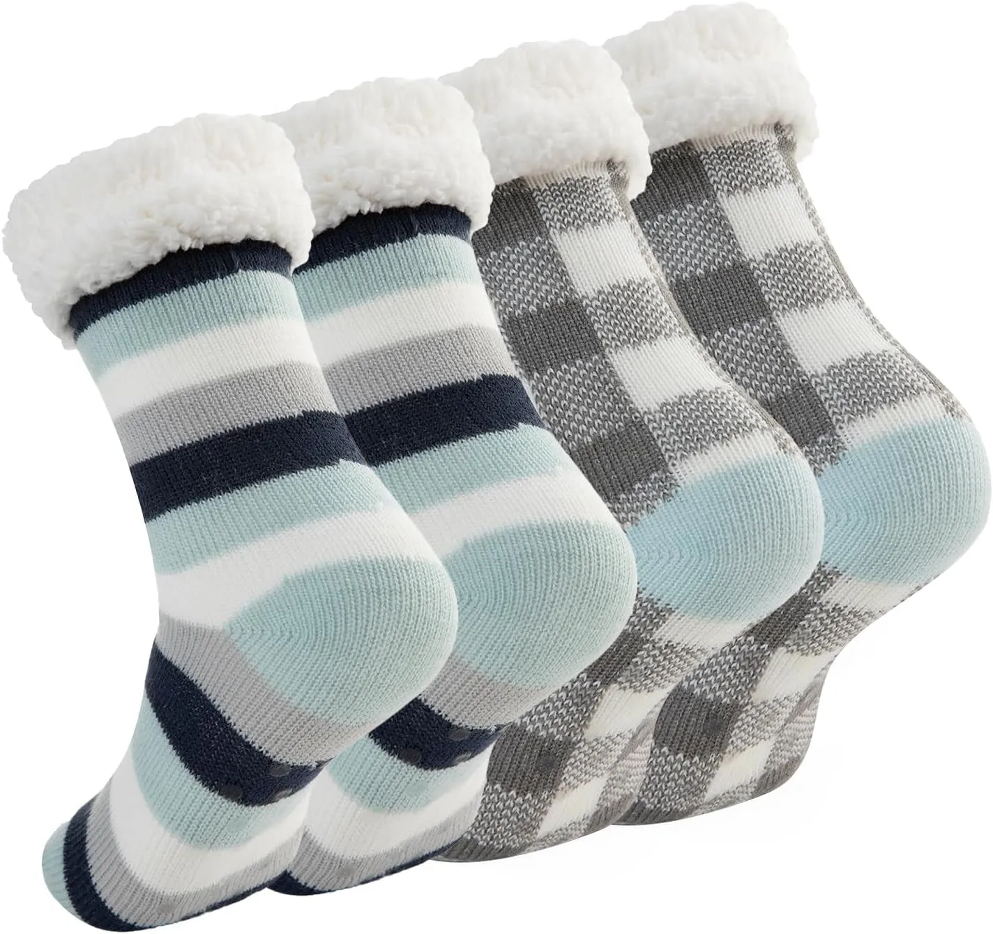 Fleece Lined Non-Slip Sock Slippers for Women - 2 Pack