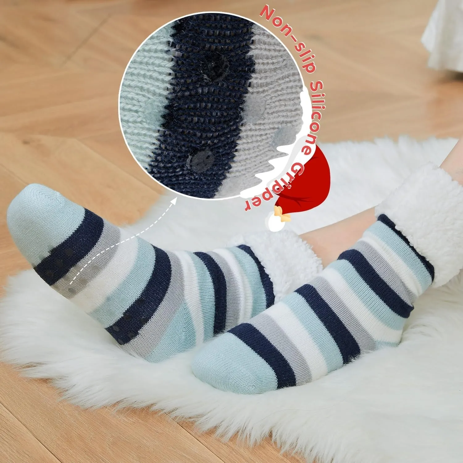 Fleece Lined Non-Slip Sock Slippers for Women - 2 Pack