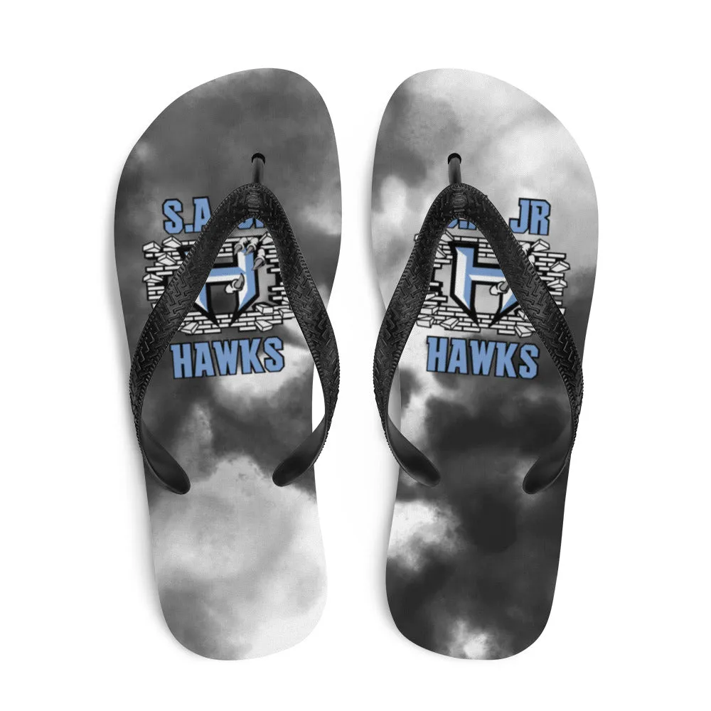 Flip Flops ~ Jr Hawks Brick Wall Tie-Dye