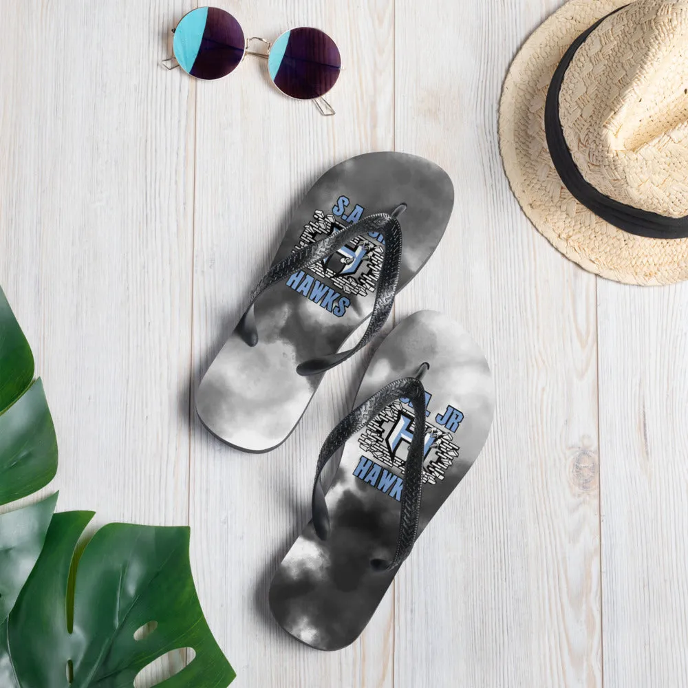 Flip Flops ~ Jr Hawks Brick Wall Tie-Dye