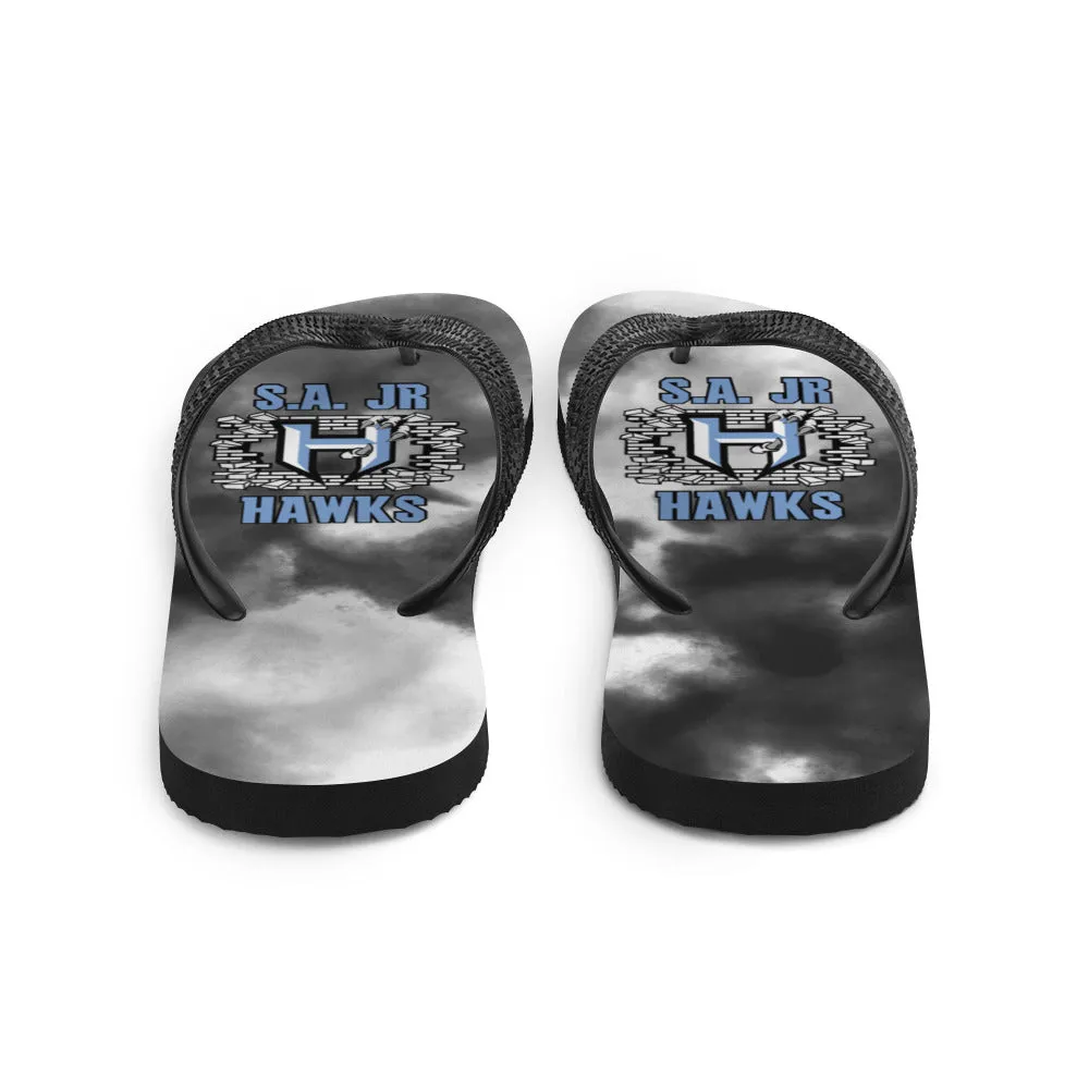 Flip Flops ~ Jr Hawks Brick Wall Tie-Dye