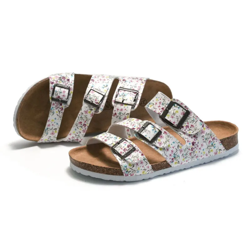 Floral Cork Slippers for Women - Perfect for Beach and Casual Wear