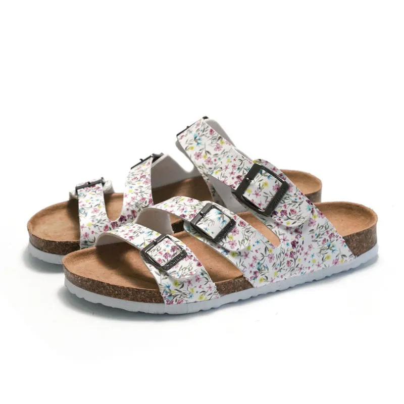 Floral Cork Slippers for Women - Perfect for Beach and Casual Wear
