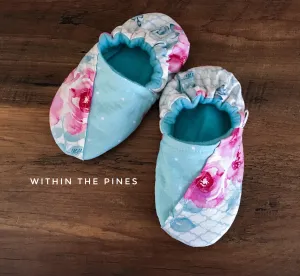 Floral Mint Dot Half & Half Mocc