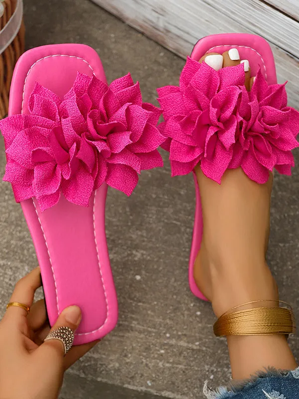 Flower Shape Open Toe Split-Joint Flat Shoes Slippers