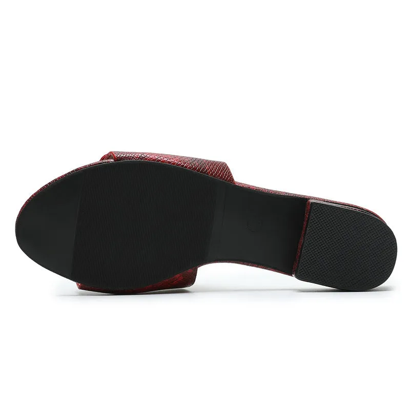 Foreign Trade Slippers Female Bohemian Casual Low-heeled Metal Square Buckle Sandals And Slippers