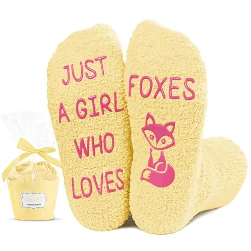 Fun Kids Fluffy Fox Socks Gifts for 7-10 Year Olds Girls, Christmas Gifts, Xmas Birthday Gifts, Cool Girls Fuzzy Socks, JUST A GIRL WHO LOVES FOXES