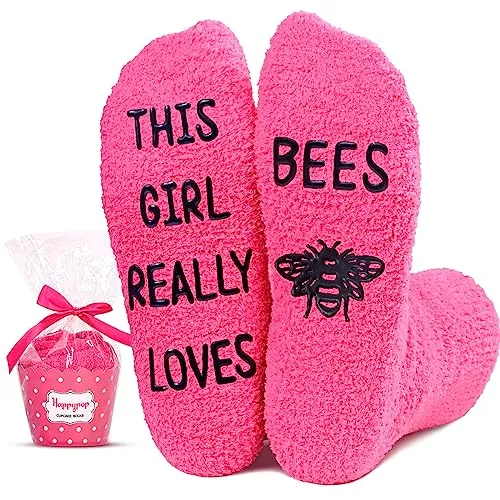 Funny Saying Bee Gifts for Women,This Girl Really Loves Bees,Novelty Fluffy Bee Socks, Anniversary Gift, Gift For Her, Gift For Wife