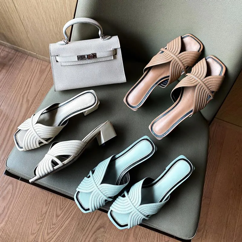 Genuine leather sandals women shoes peep toe slip