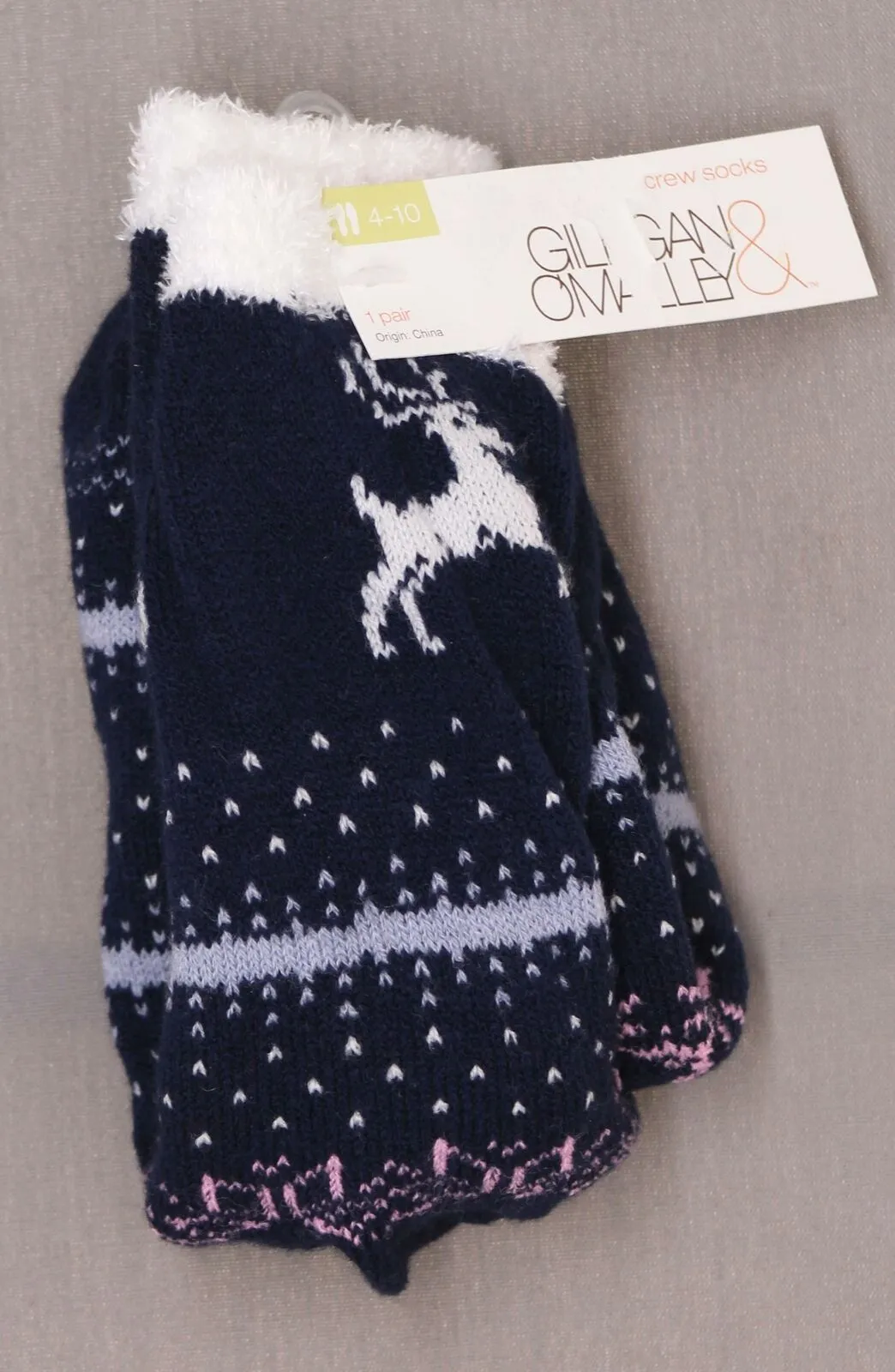 Gilligan & O'Malley Women's Reindeer Double Lined Cozy Crew Socks
