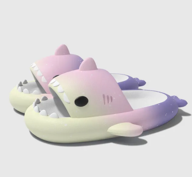 Gradient Shark Slippers 4cm Thick Bottom