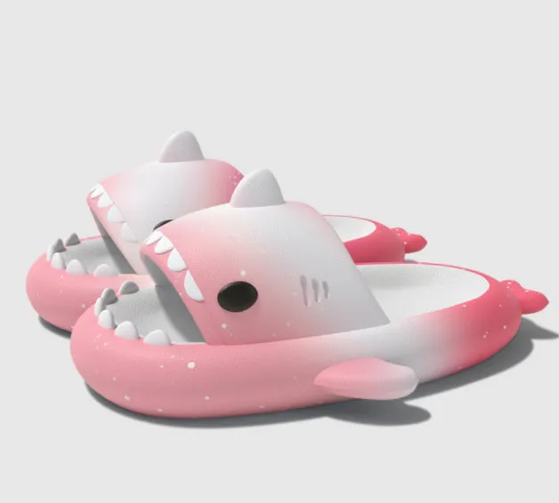 Gradient Shark Slippers 4cm Thick Bottom