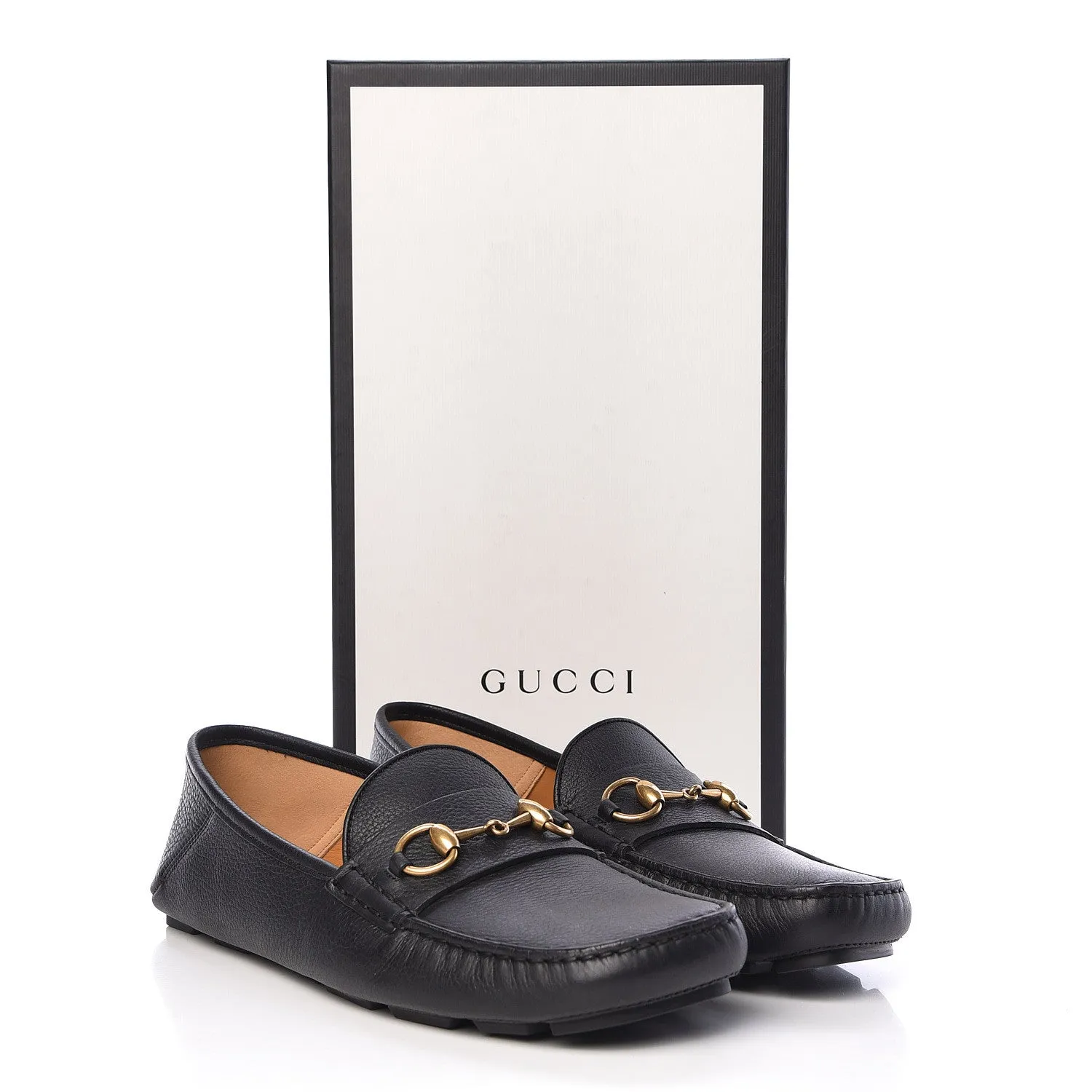 Gucci Calfskin Hebron Horse Bit Loafer Moccasins in Black