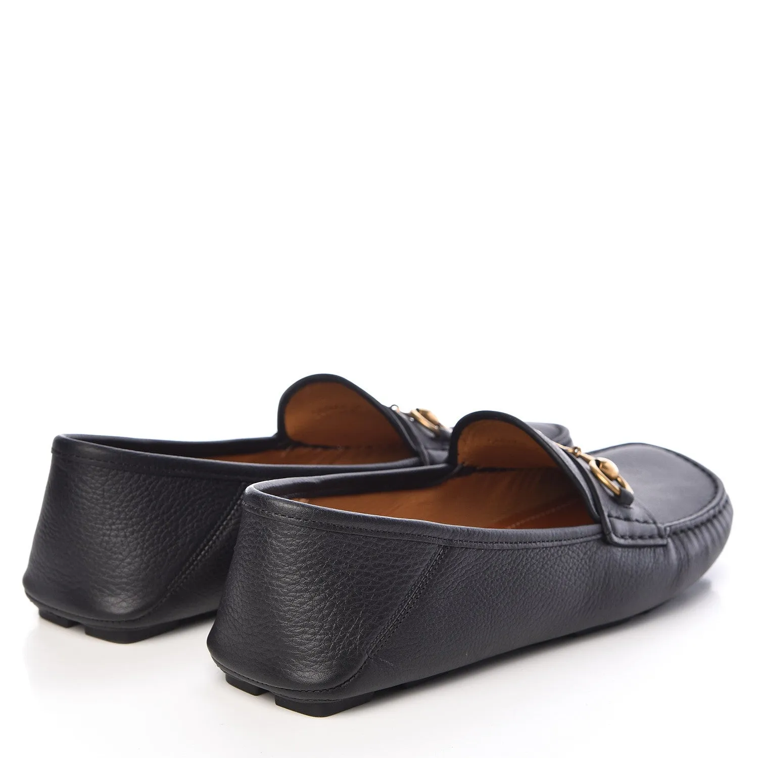 Gucci Calfskin Hebron Horse Bit Loafer Moccasins in Black
