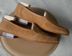 Handmade Beige Suede Moccasins for Men