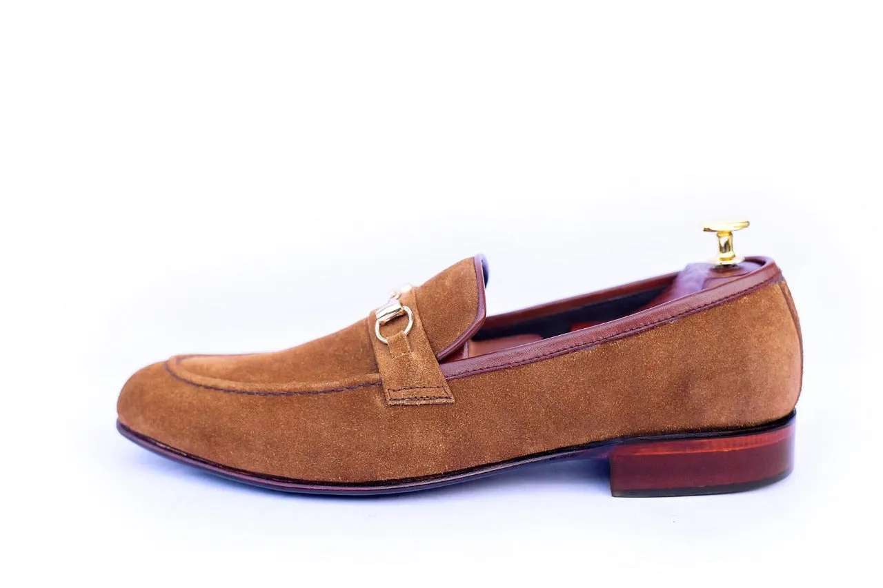Handmade Brown Suede Leather Moccasin Loafer Shoes