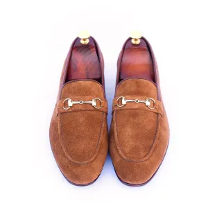 Handmade Brown Suede Leather Moccasin Loafer Shoes
