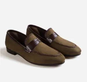 Handmade Brown Suede Loafers for Men