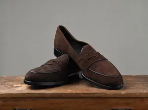 Handmade Brown Suede Penny Loafers for Men