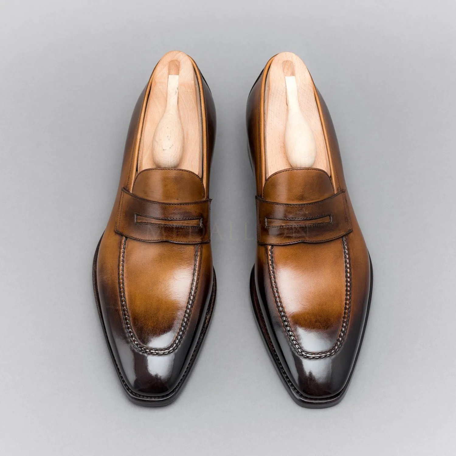 Handmade Tan Leather Moccasins for Men