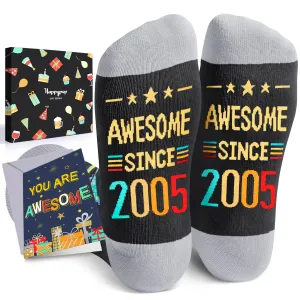 HAPPYPOP 19 Year Old Birthday Gifts Ideas for Boys - Socks for Kids Age 19, 2005 Birthday Gifts for Teen Girls, Happy Birthday Gift Box with Greeting Card