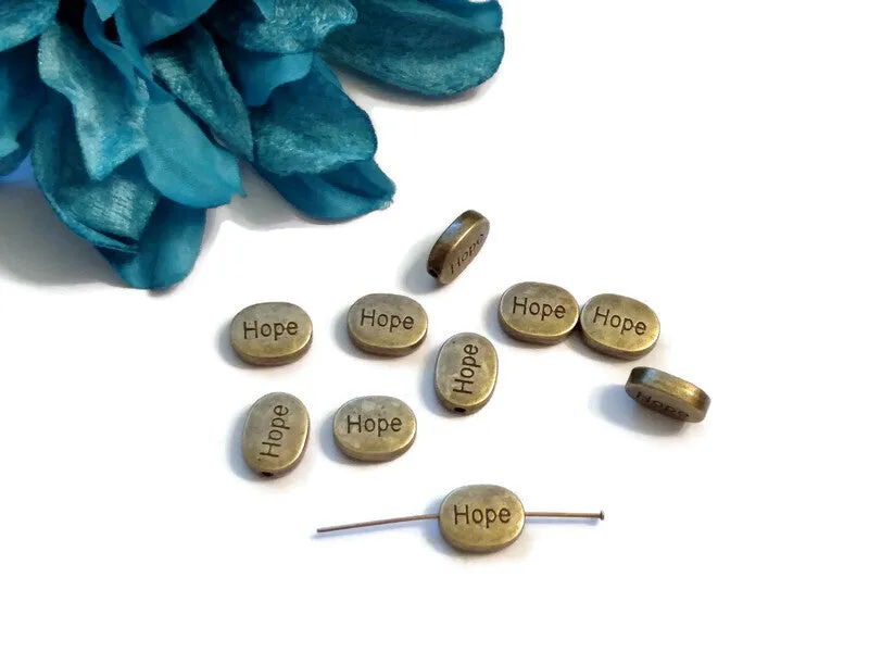 Hope Slide Beads Large Bronze - 10 Pcs