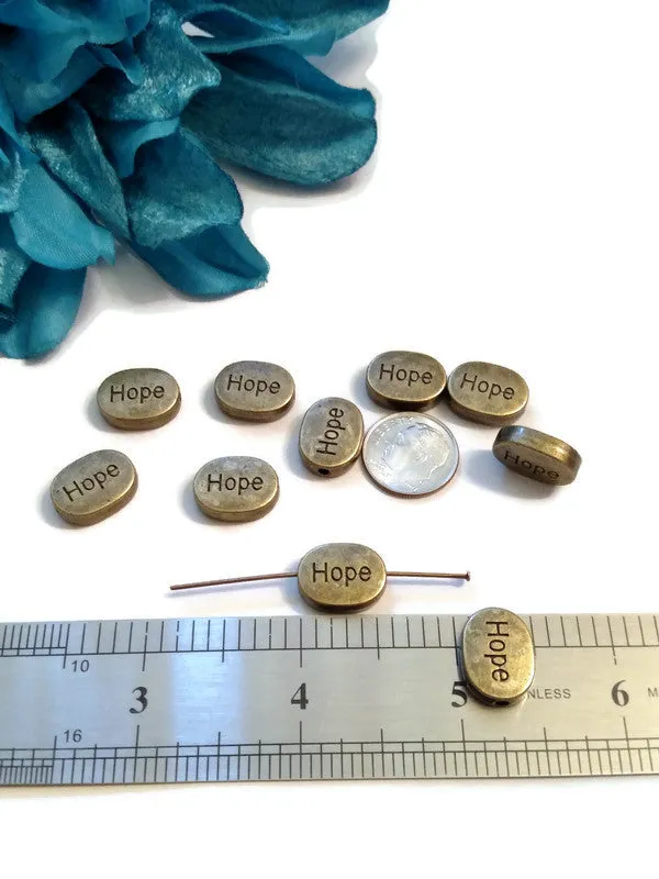 Hope Slide Beads Large Bronze - 10 Pcs