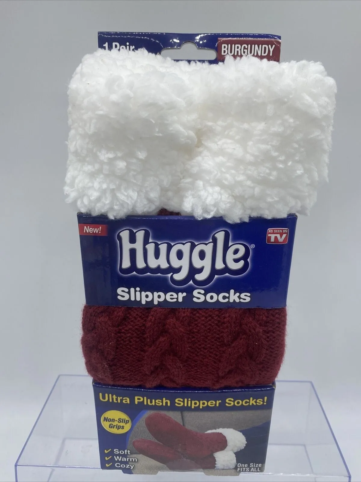 Huggle Slipper Socks Ultra Plush Premium Fleece  - Non-Slip One Size - RED
