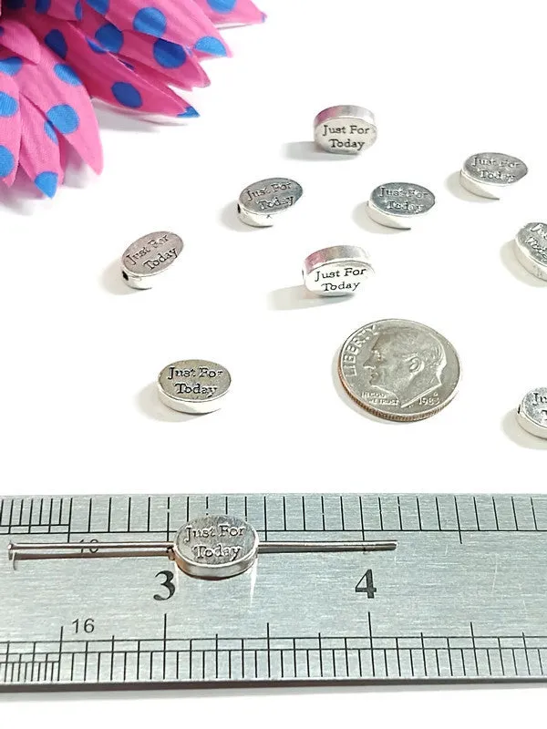 Just For Today Slide Beads Silver Tone Charms