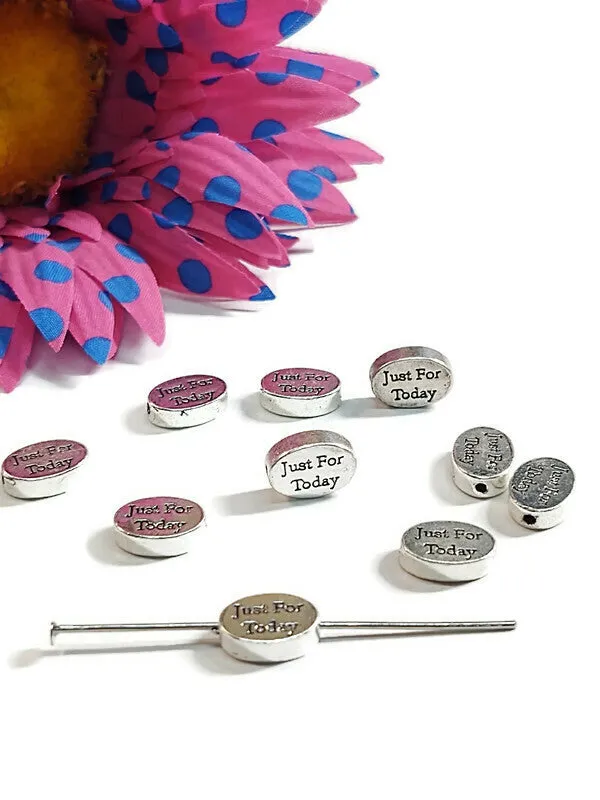 Just For Today Slide Beads Silver Tone Charms