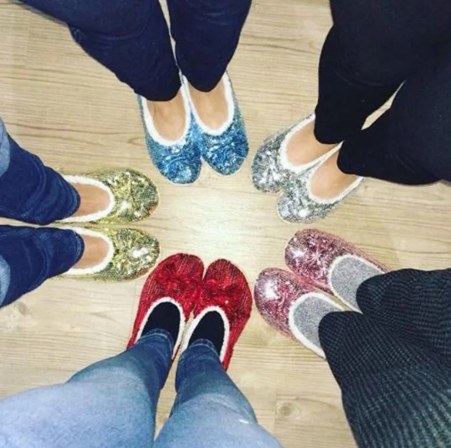 Kids Red Bling Snoozies Slippers