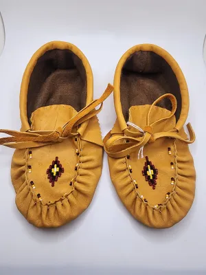Leather Moccasins - Size 13(U.S) - with Beaded Diamond Design