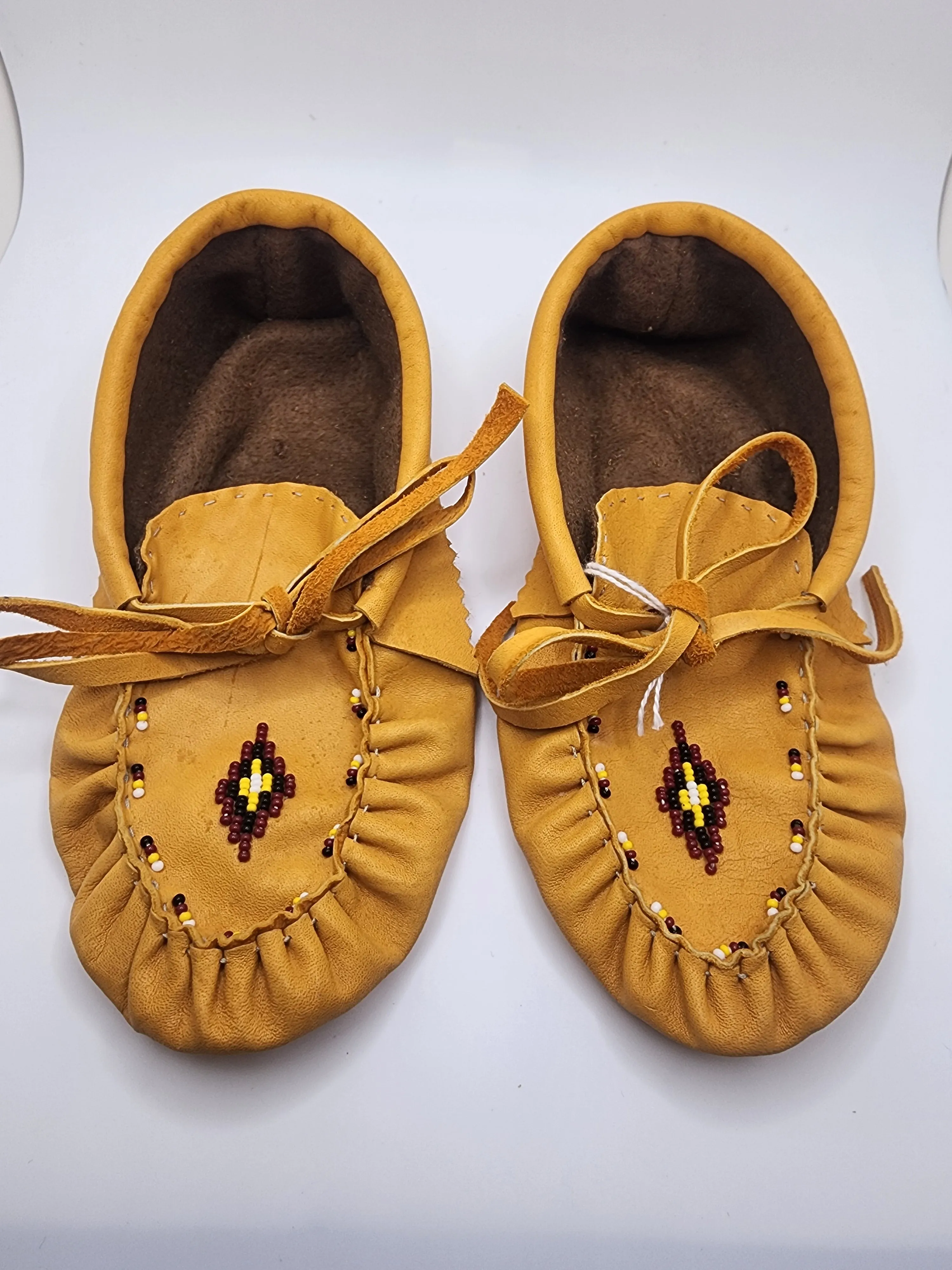 Leather Moccasins - Size 13(U.S) - with Beaded Diamond Design