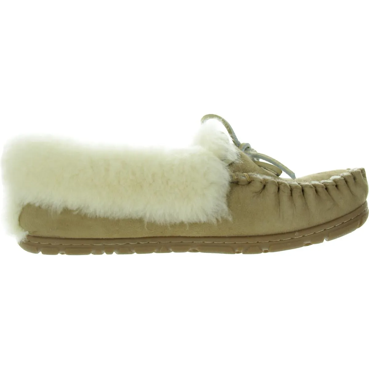 LL Bean Womens Good Moccasins Bow Fur Moccasin Slippers