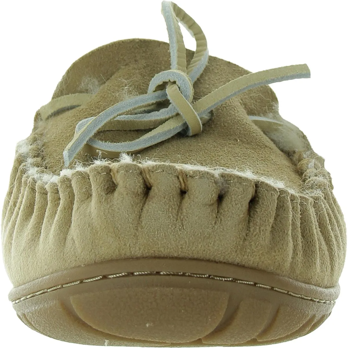 LL Bean Womens Good Moccasins Bow Fur Moccasin Slippers