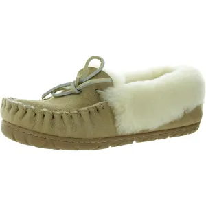 LL Bean Womens Good Moccasins Bow Fur Moccasin Slippers