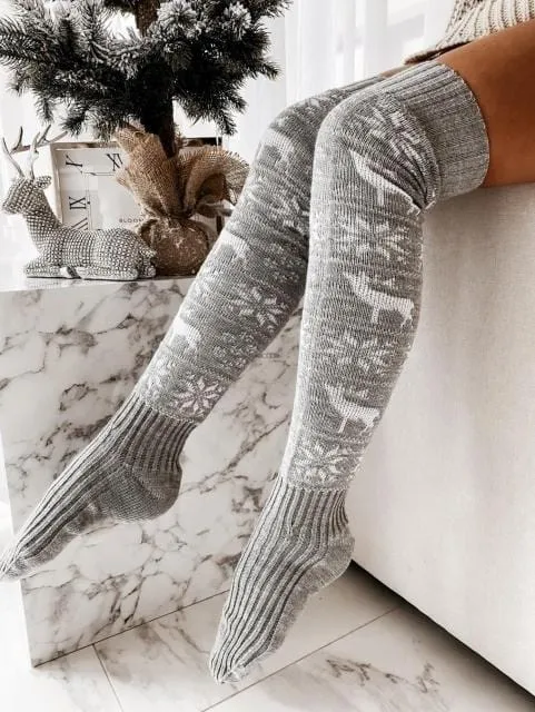 Long Knitted Christmas Women's Stockings