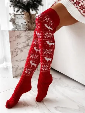 Long Knitted Christmas Women's Stockings